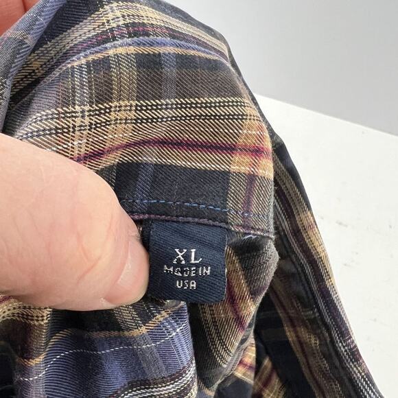 Burberry London Mens Shirt Blue Tan Plaid Xlarge - Picture 6 of 7